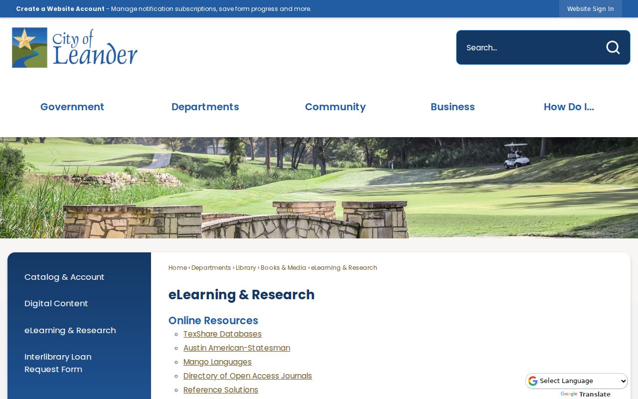 Leander city directory library research resources