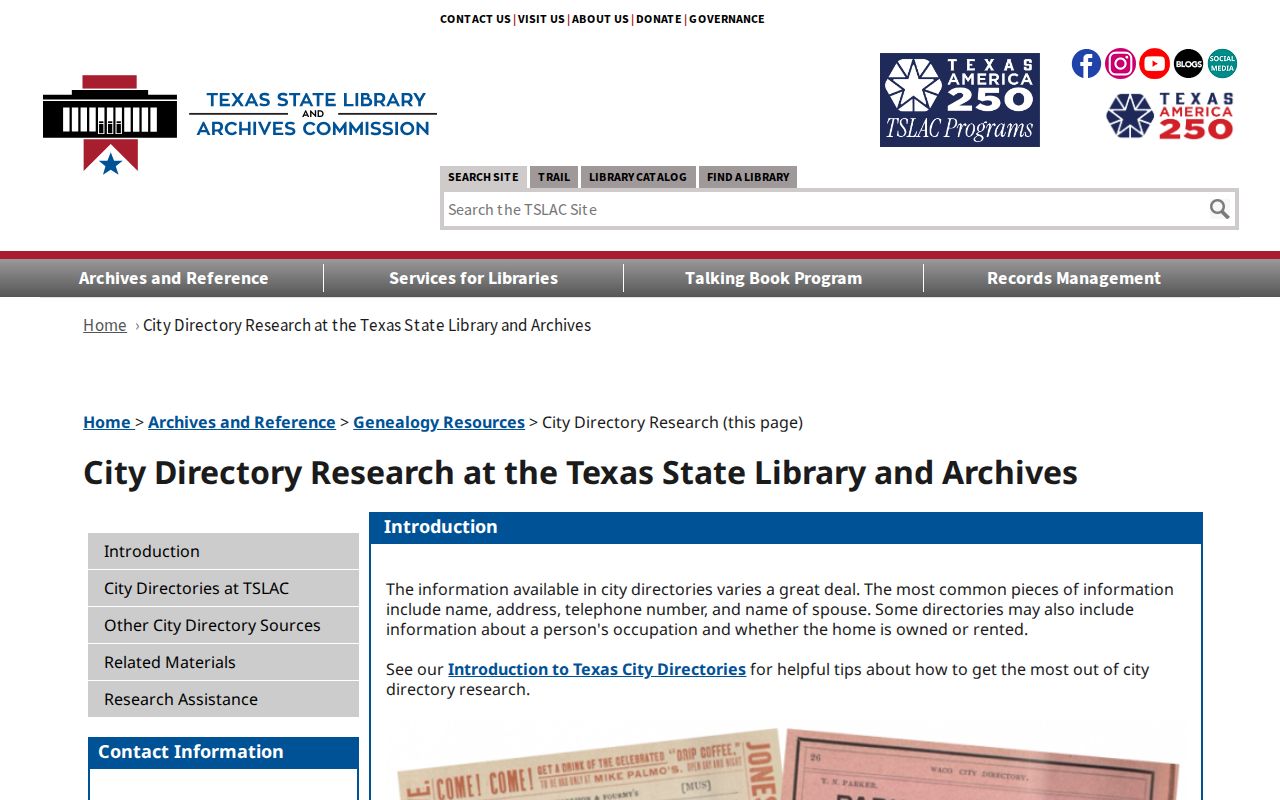 Leander city directory Texas State Library research guide