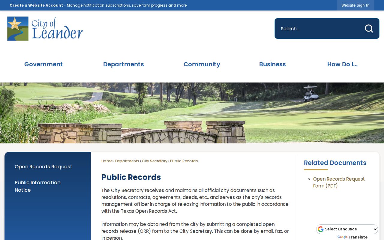 Leander residents directory City of Leander public records