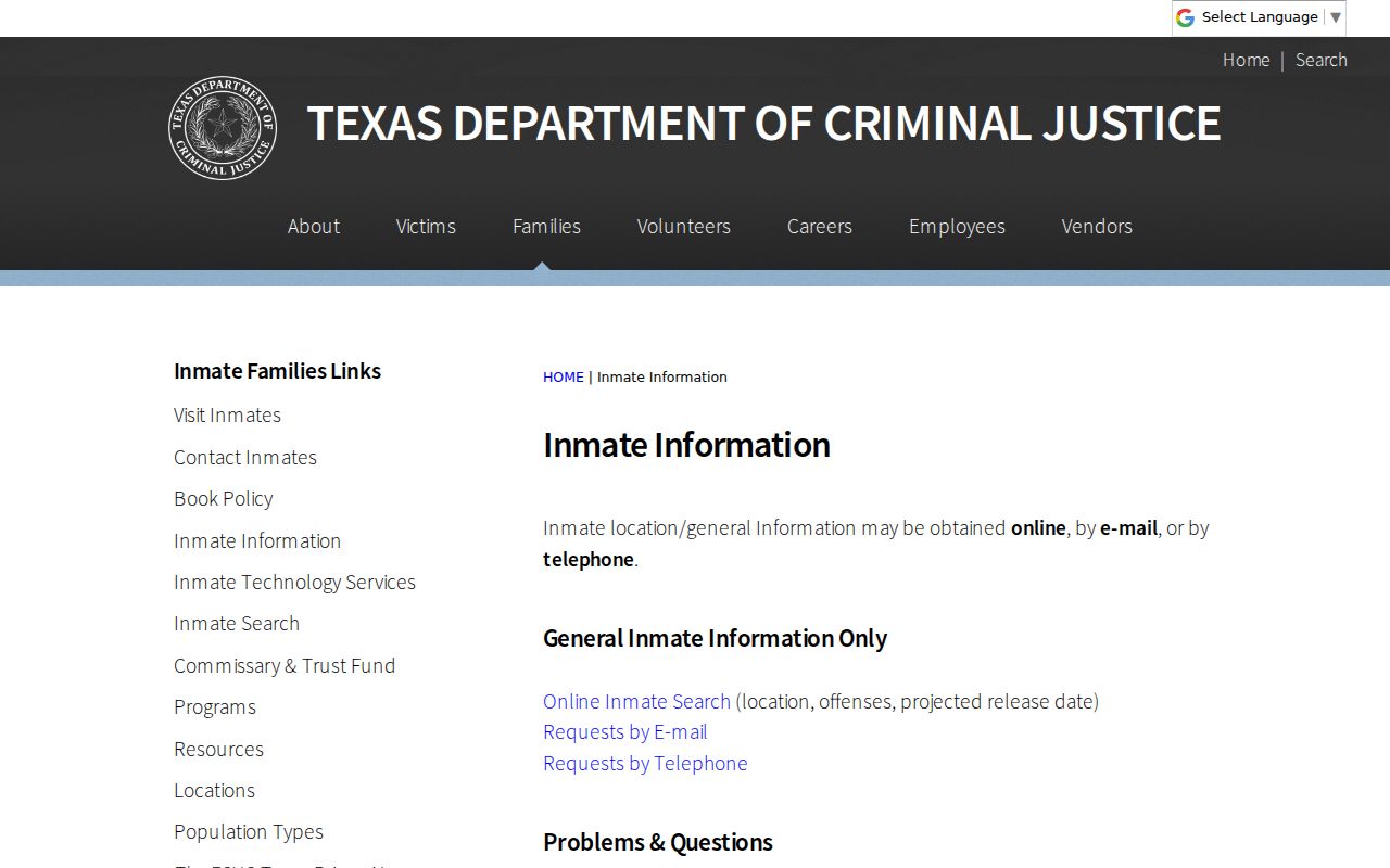Leander residents directory Texas inmate information page