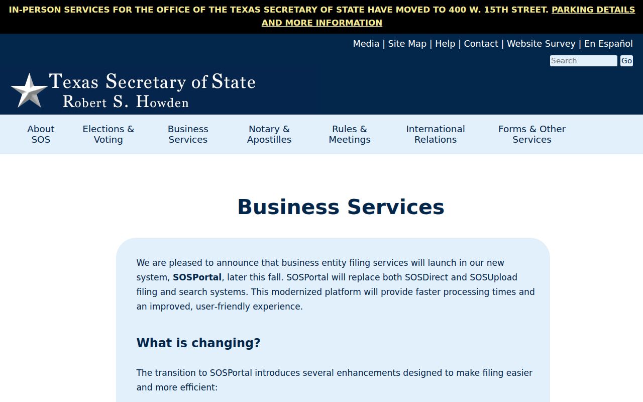 Leander residents directory Texas Secretary of State business services