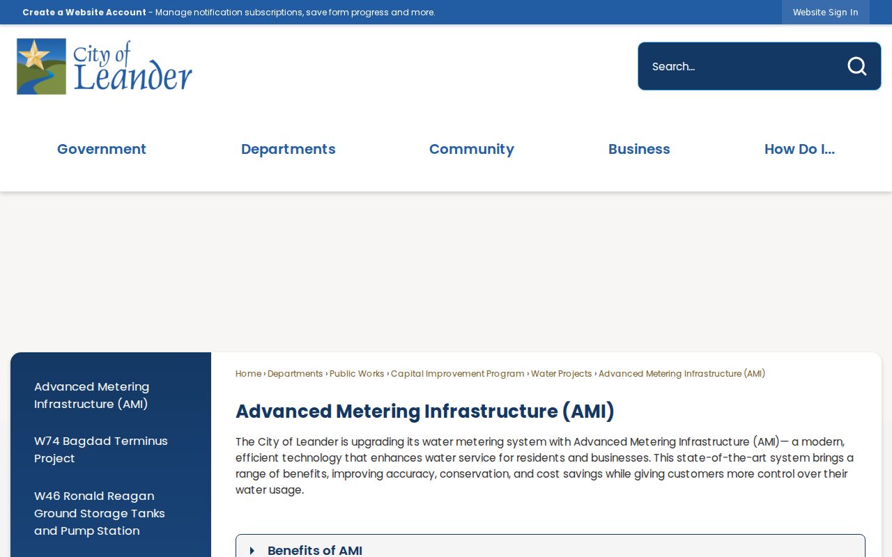 Leander neighbors advanced metering infrastructure map