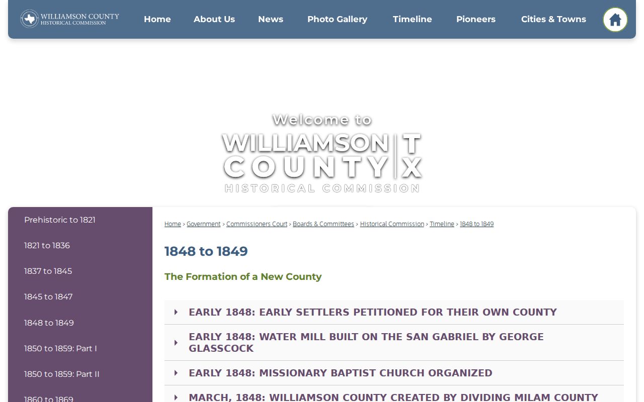 Leander previous residents Williamson County 1848 records history
