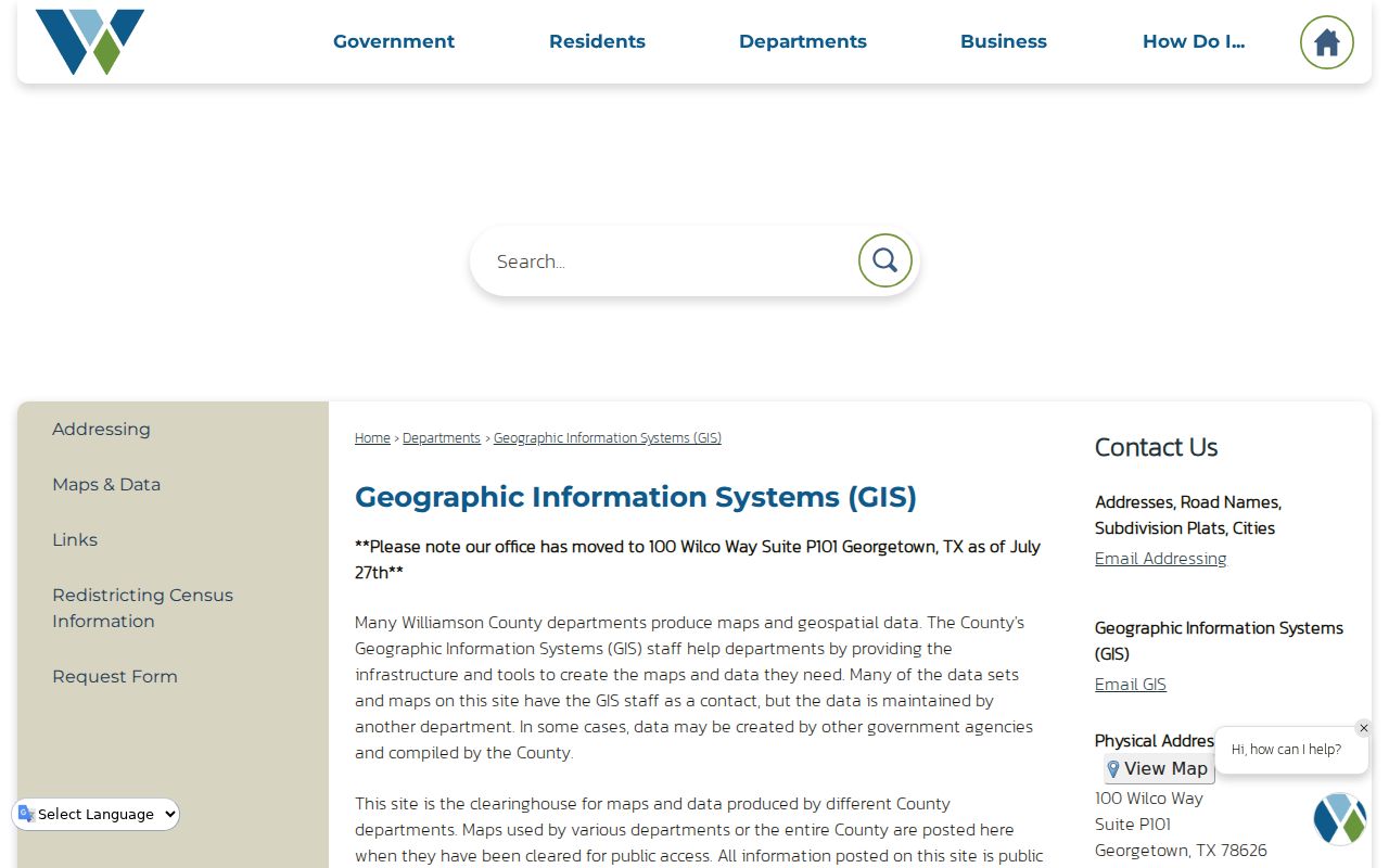 Leander street directory Williamson County GIS resource