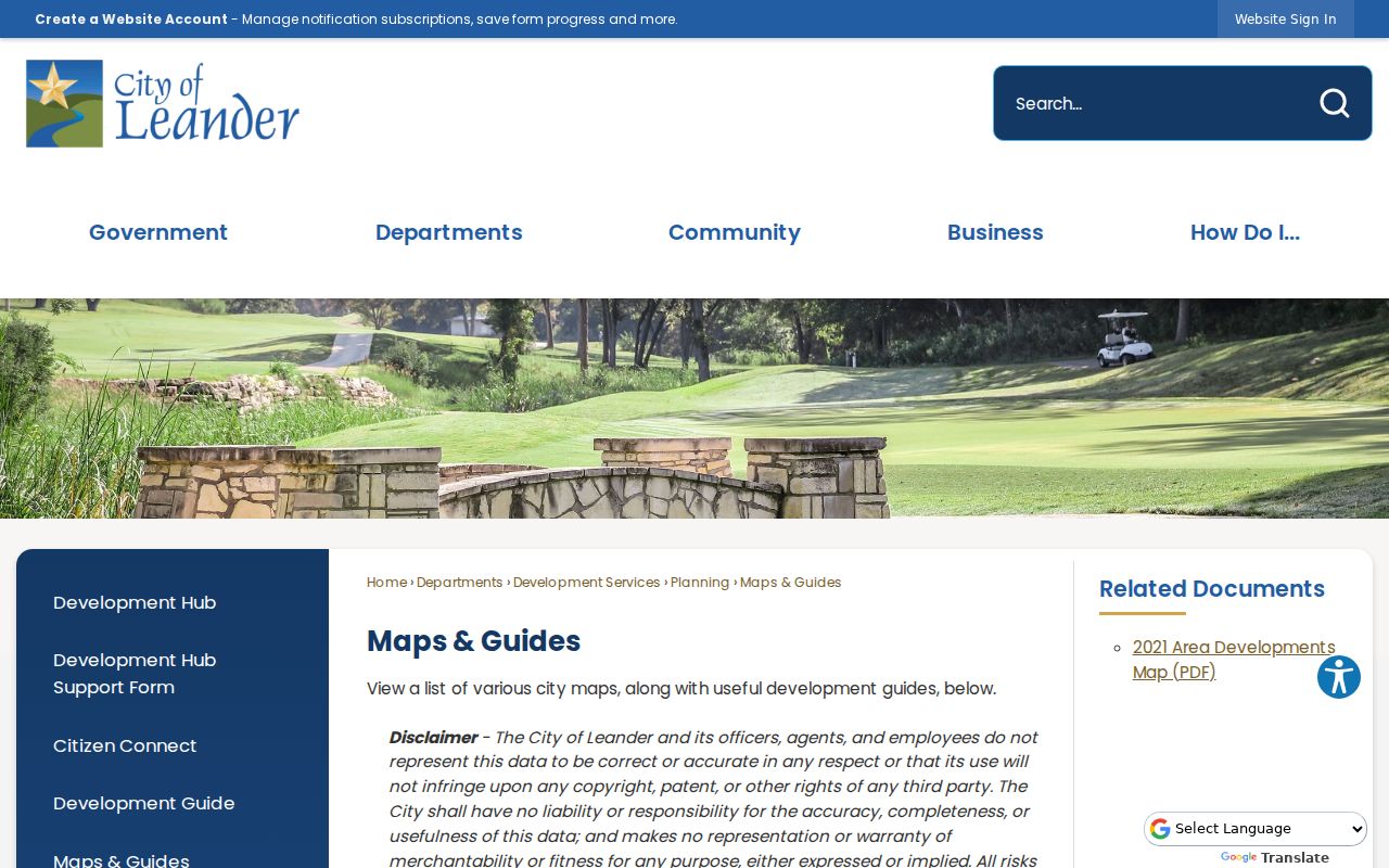 Leander ZIP directory city limits and ETJ maps